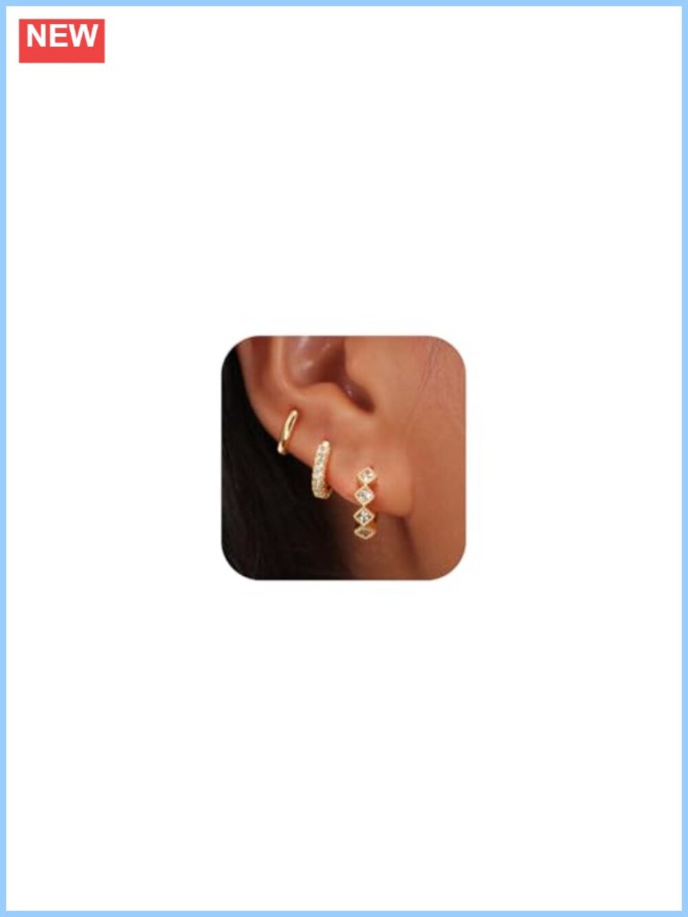 14k Gold Plated Brass Hoop Earrings Set Hypoallergenic 3 Sizes